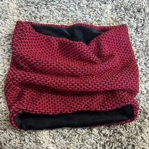 Talbots Lambswool Red Black Houndstooth Check Infinity Collar Scarf Women's